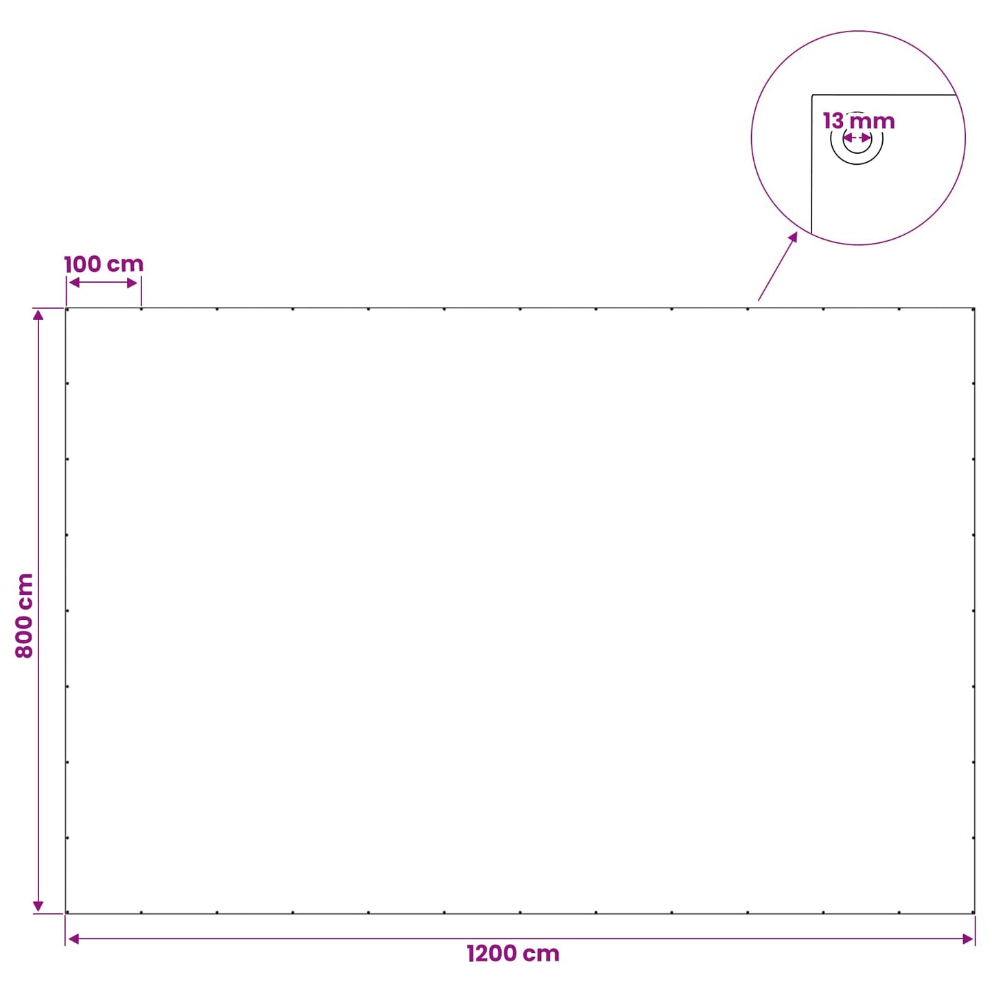 Presenning med øjer Hvid 8 x 12 m 260 gsm PE