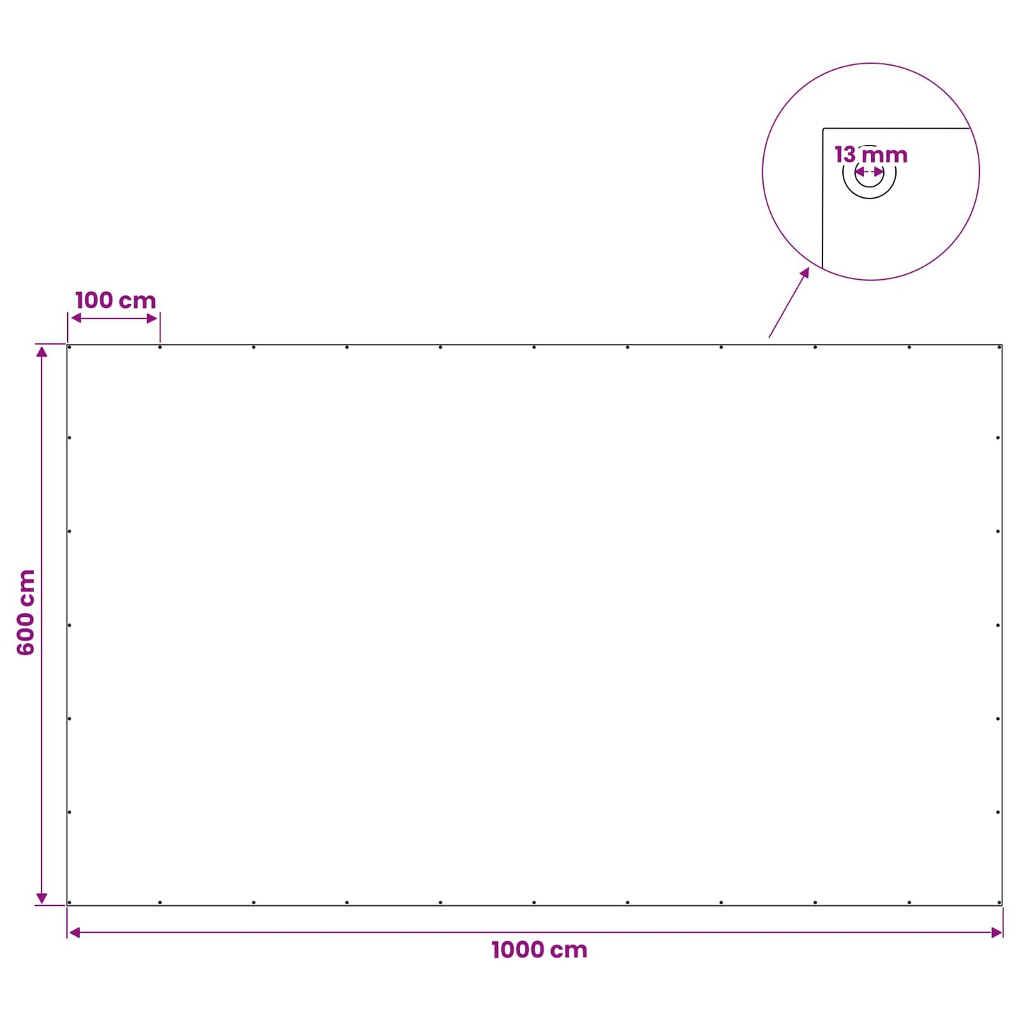 Presenning med øjer Antracitgrå 6 x 10 m 260 gsm PE