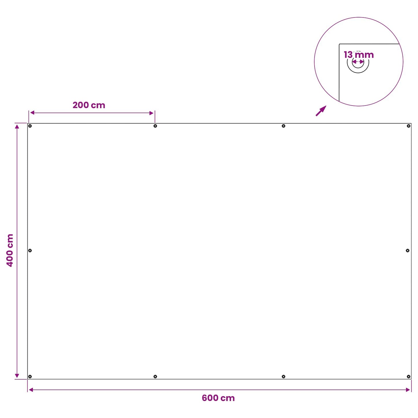 Presenning med øjer Blå 4 x 6 m 90 gsm PE