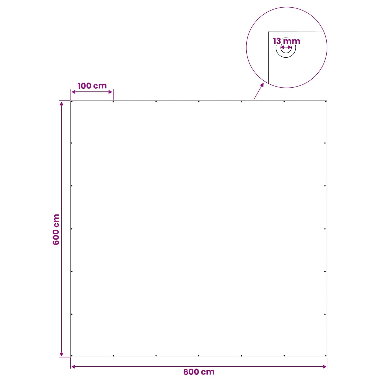 Presenning med øjer Blå 6 x 6 m 90 gsm PE
