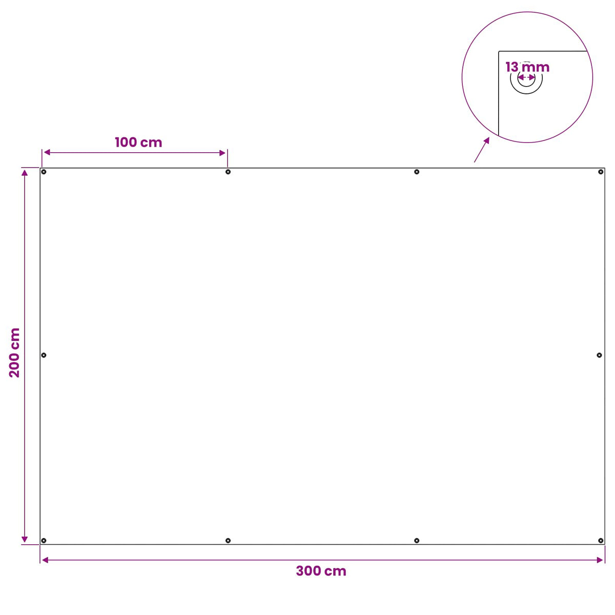 Presenning med øjer Blå 2 x 3 m 260 gsm PE