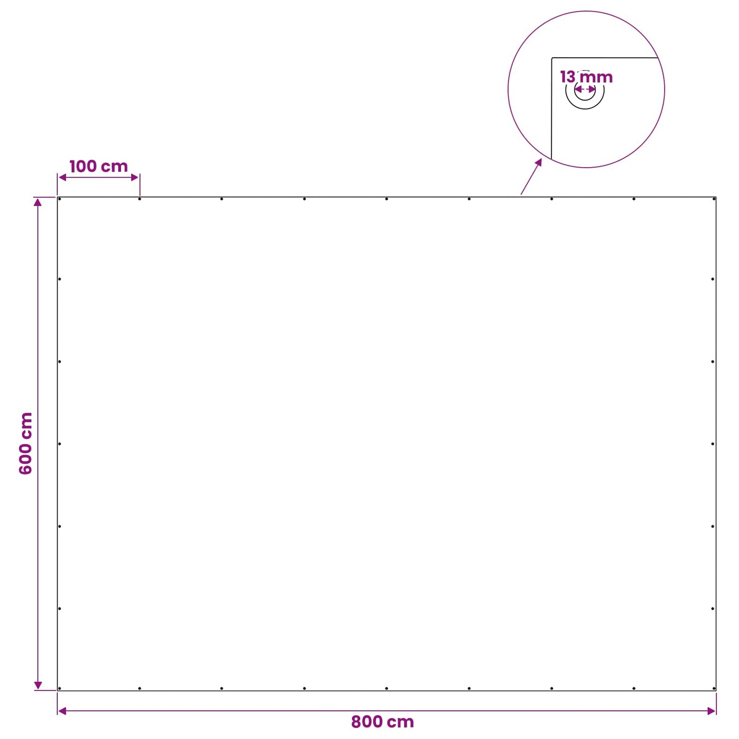 Presenning med øjer Blå 6 x 8 m 260 gsm PE