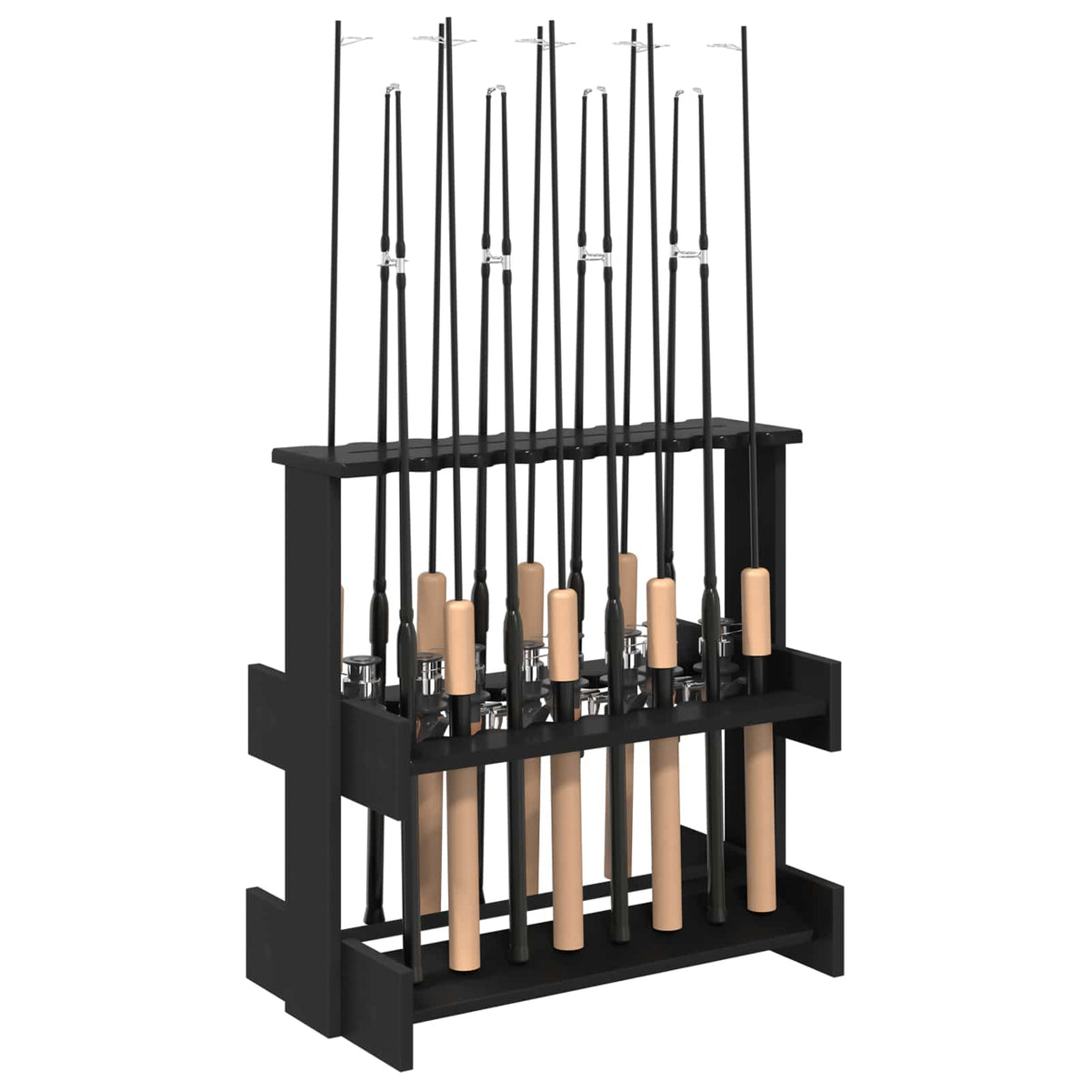 Holder til fiskestang Konstrueret træ 60 x 35 x 60 cm Sort