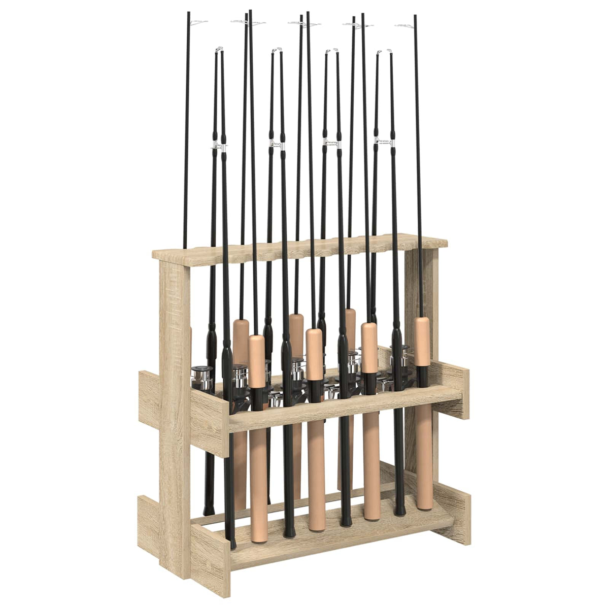 Holder til fiskestang Konstrueret træ 60 x 35 x 60 cm Sonoma-eg