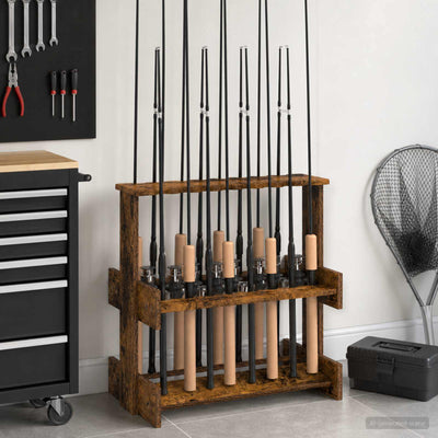 Holder til fiskestang Konstrueret træ 60 x 35 x 60 cm Røget eg