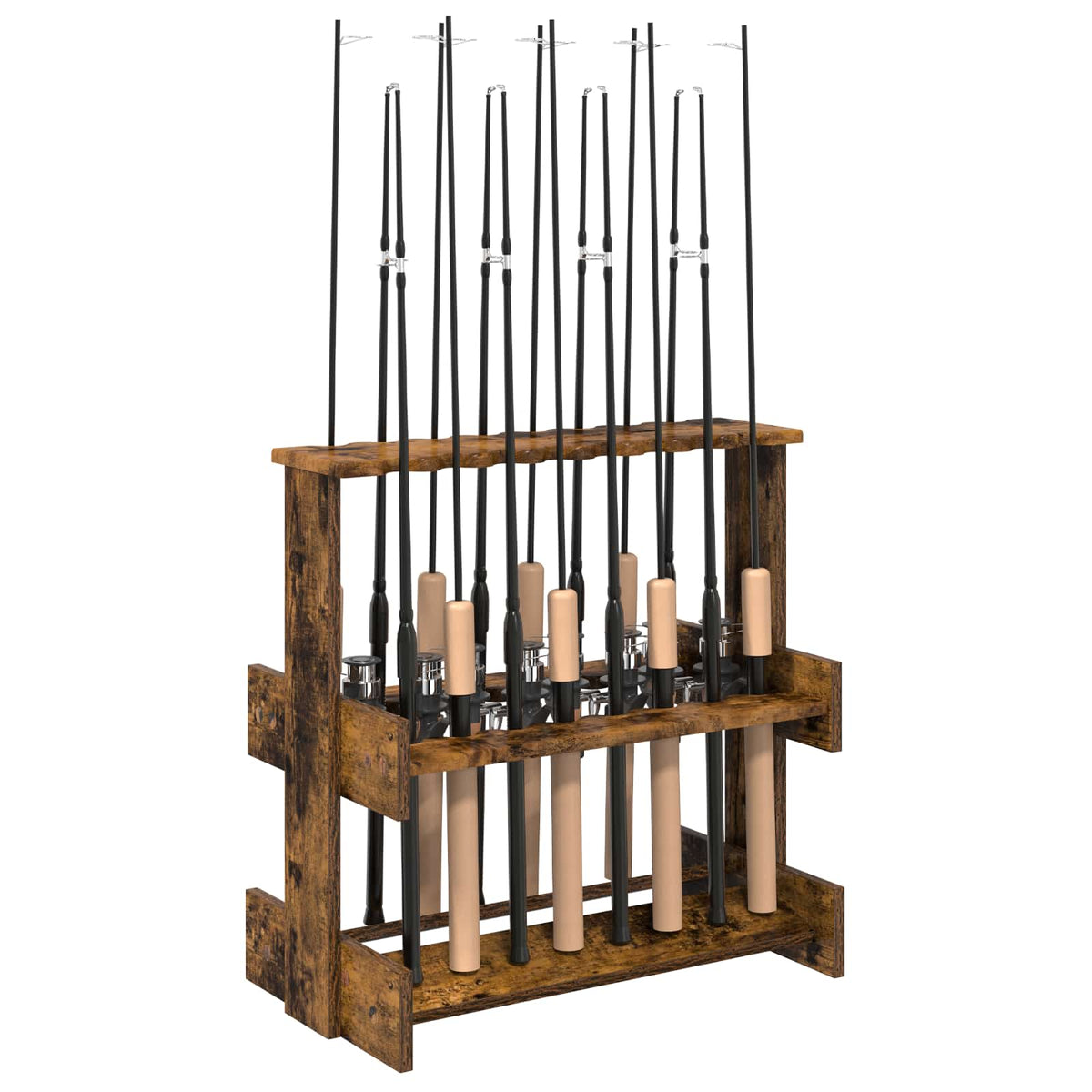 Holder til fiskestang Konstrueret træ 60 x 35 x 60 cm Røget eg