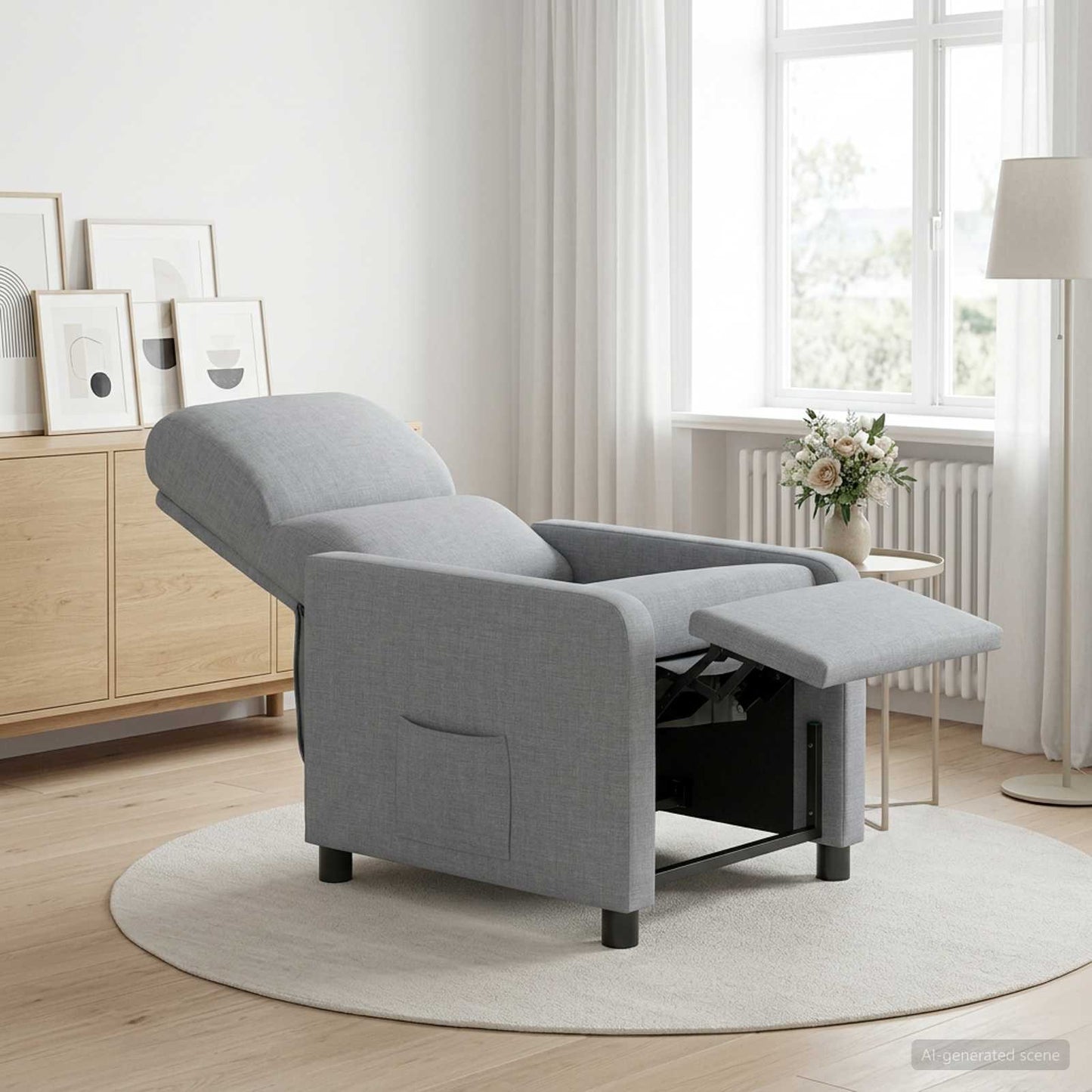 Recliner Lysegrå Stof