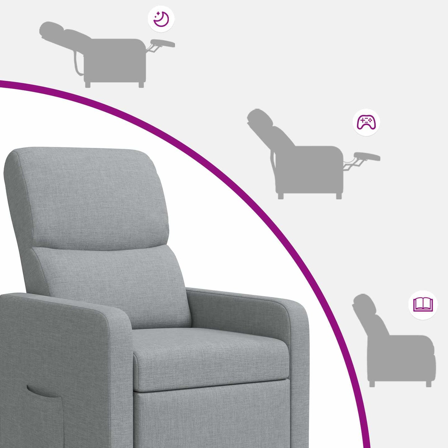 Recliner Lysegrå Stof