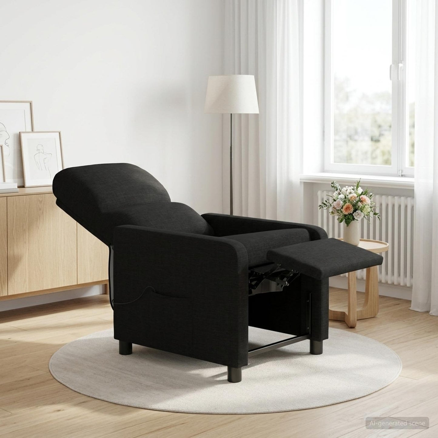 Recliner Sort Stof