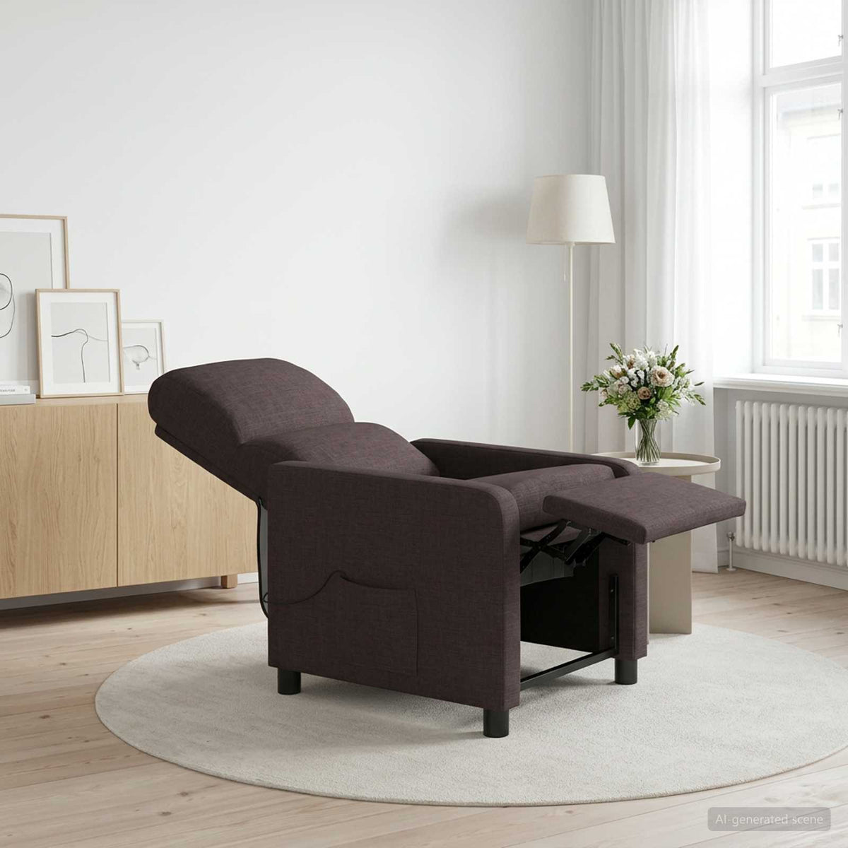 Massage Lænestol Mørk Brun Stof