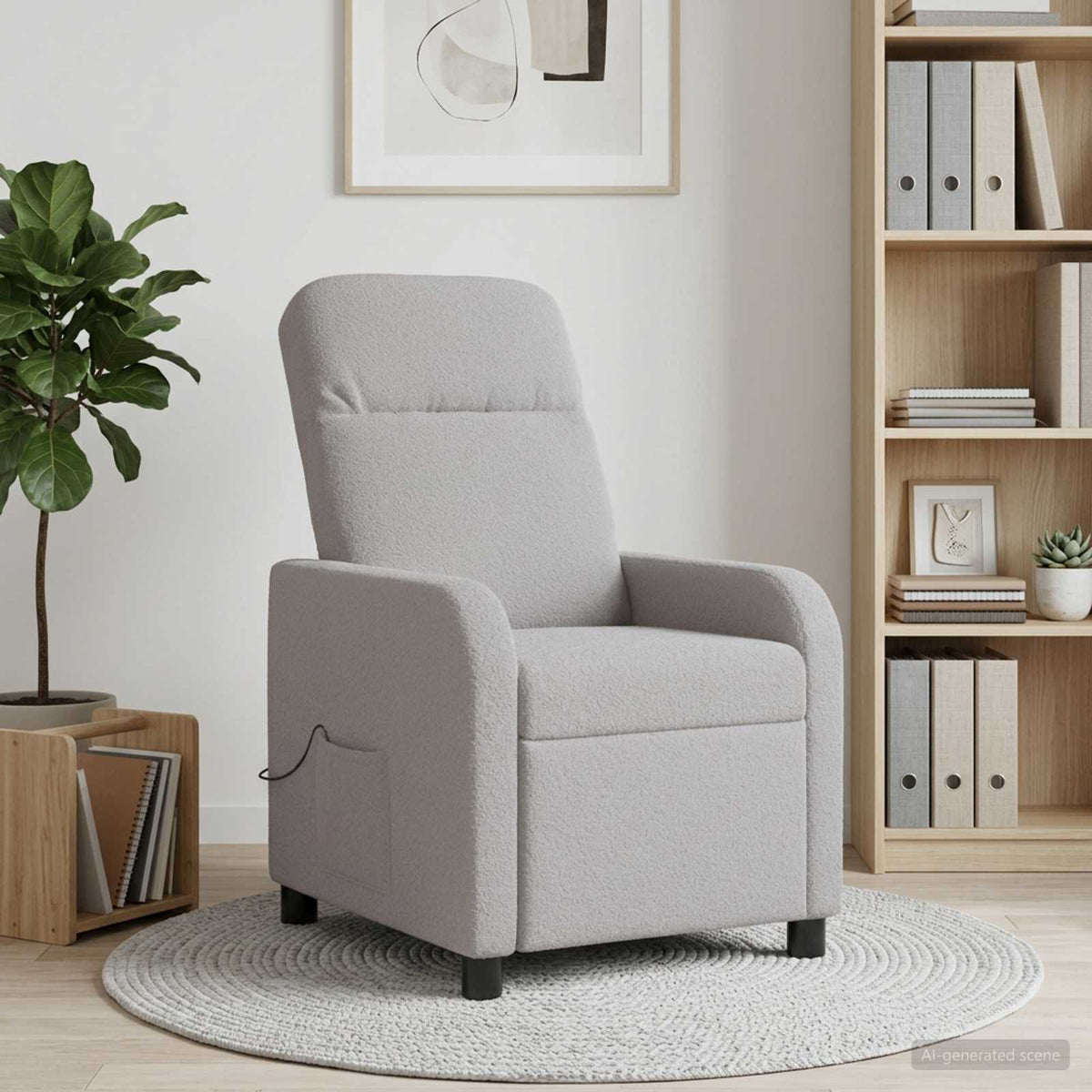 Massage Lænestol Lysegrå Bouclé