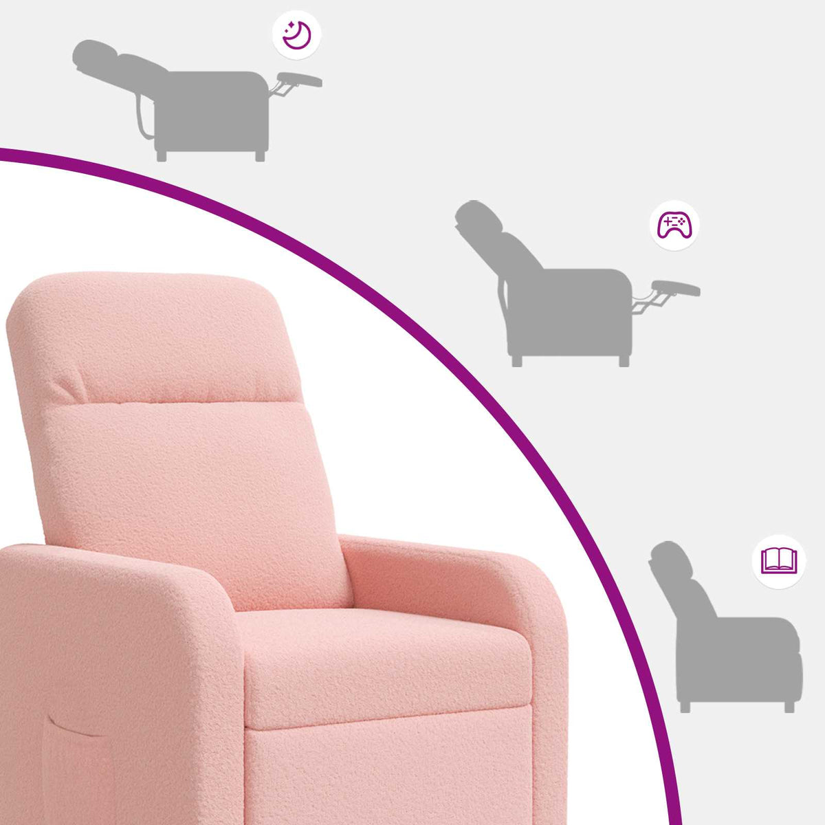 Massage Lænestol Lyserød Bouclé