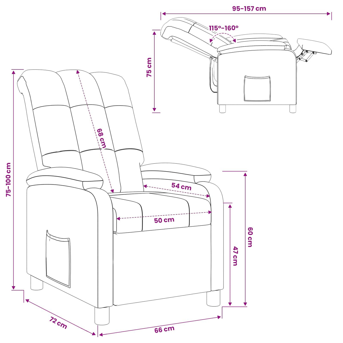 Recliner Gråbrun Stof