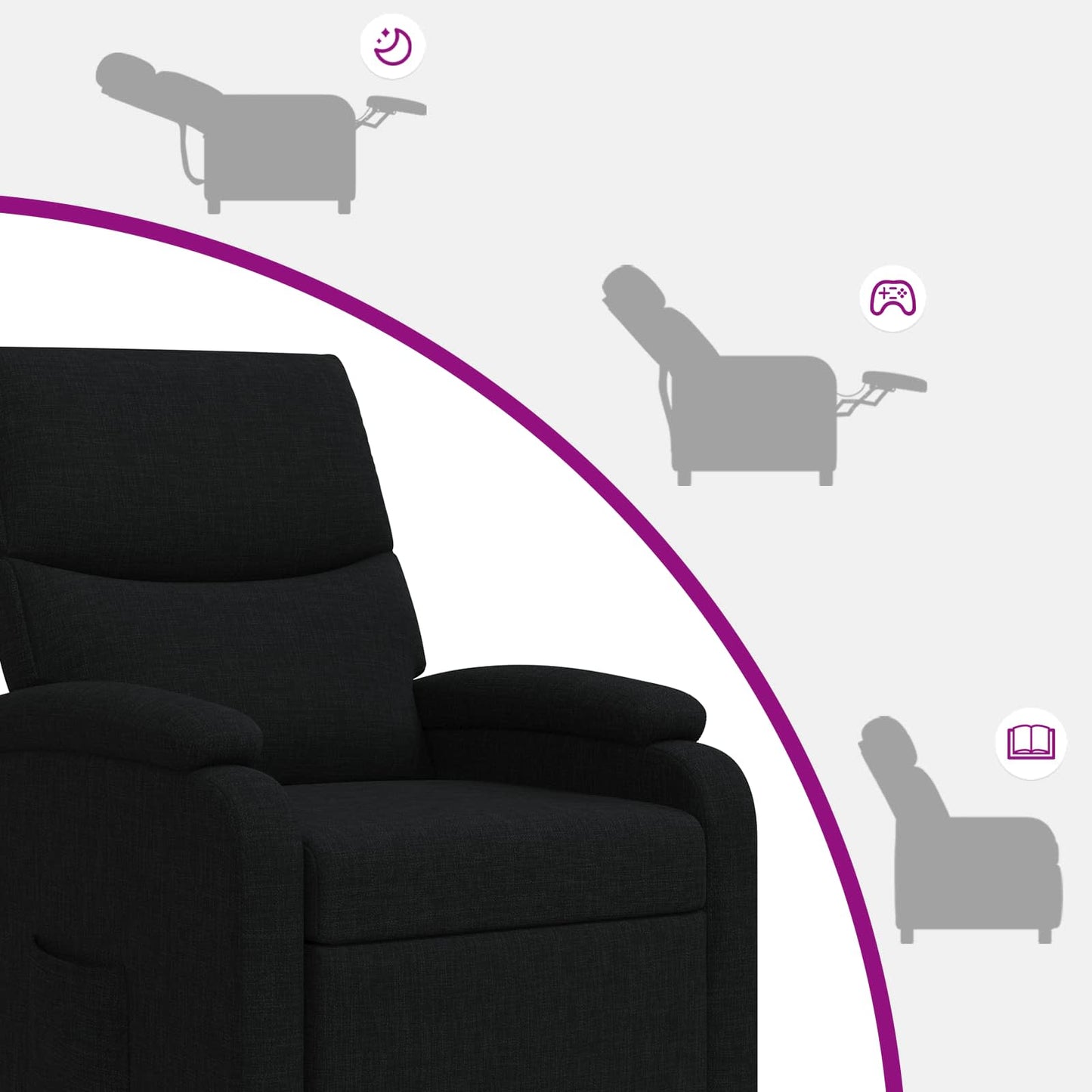 Recliner Sort Stof