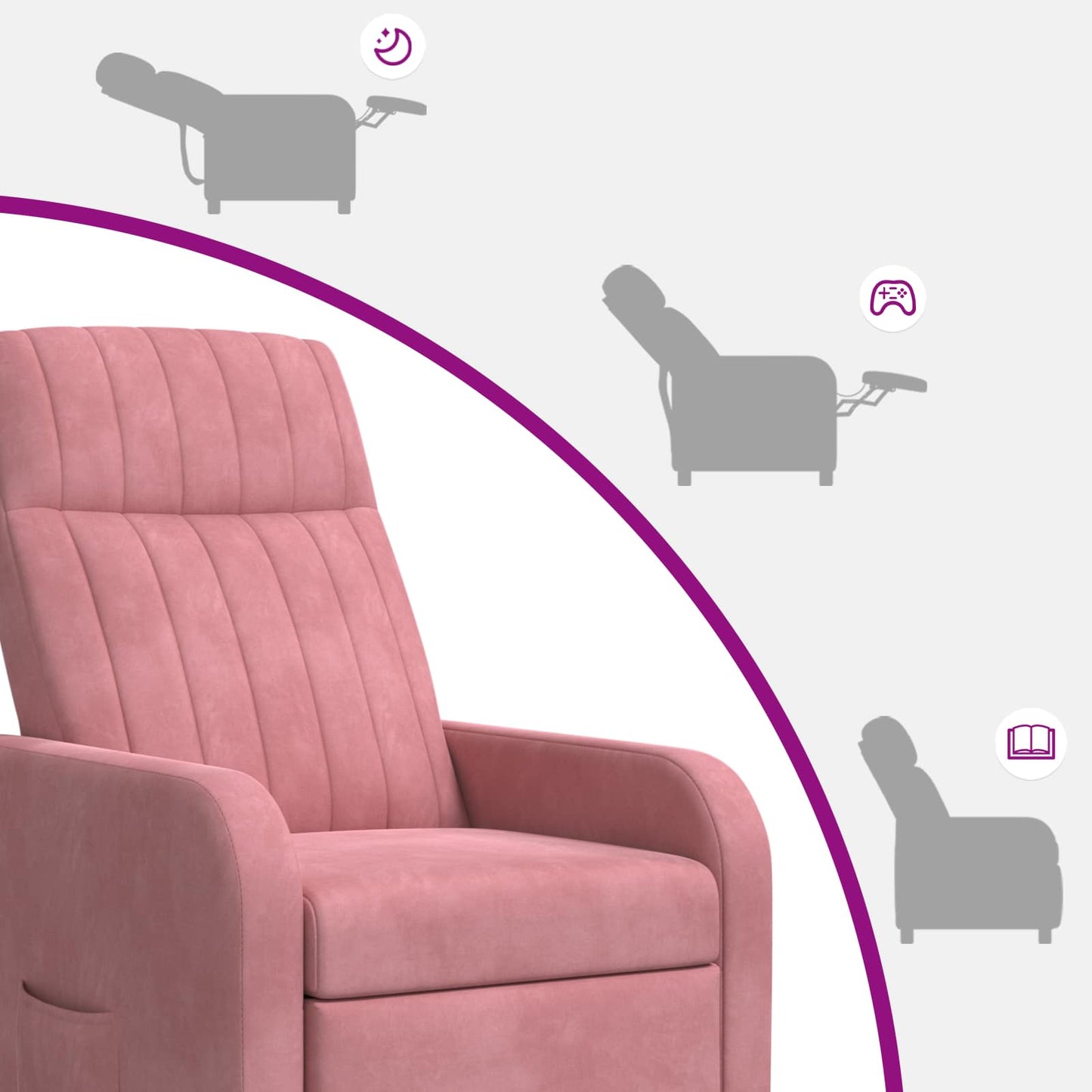 Recliner Lyserød Velour (V)