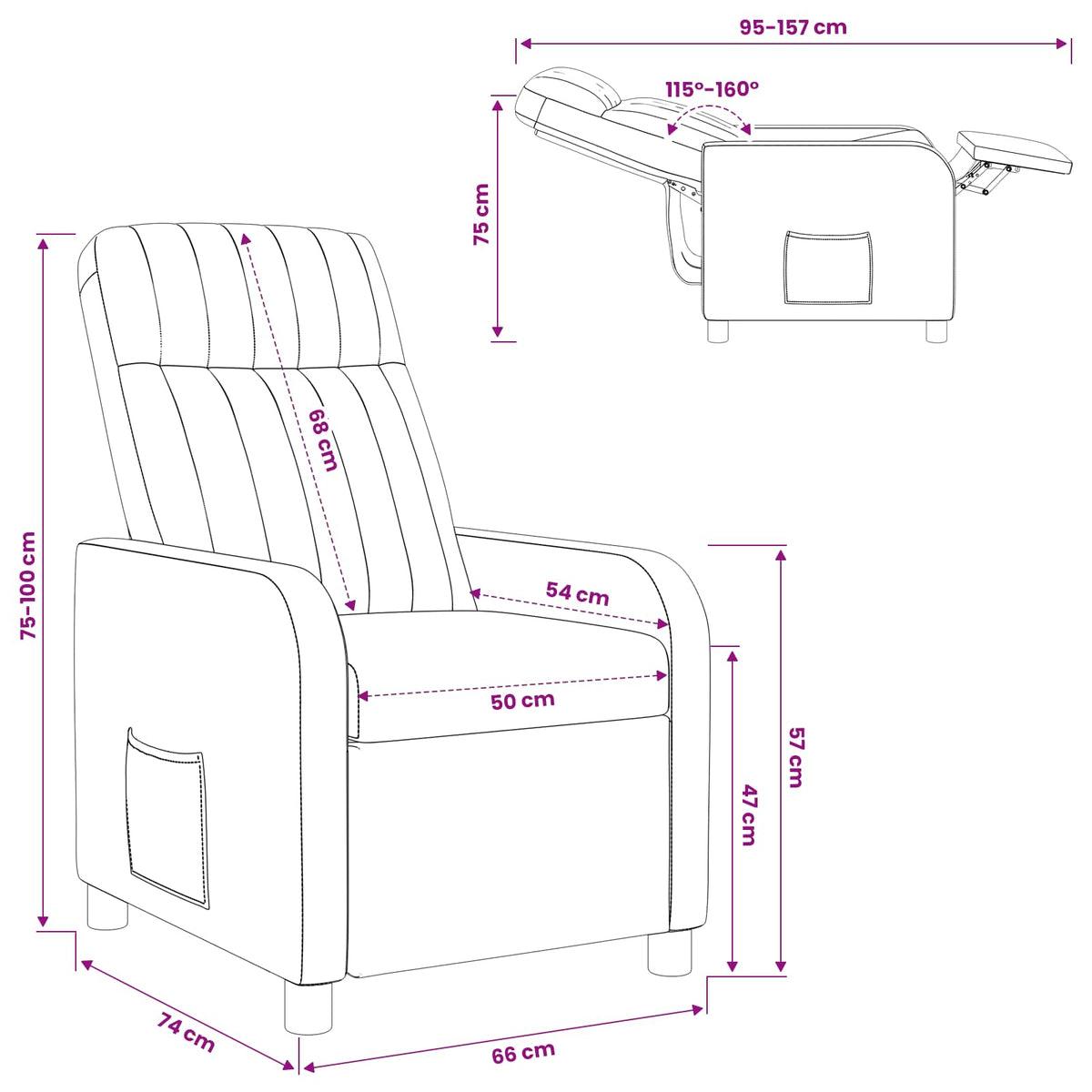 Recliner Vinrød Velour (V)
