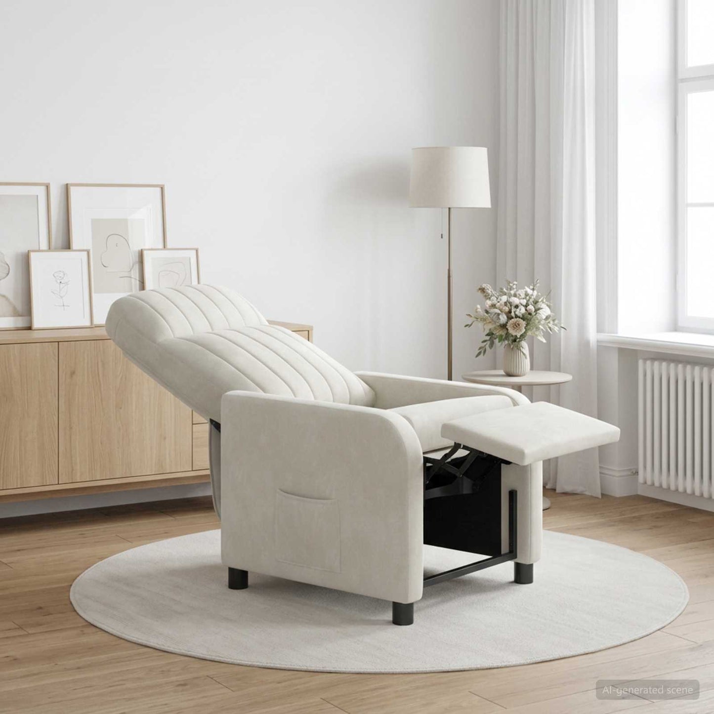 Recliner Cremefarvet Velour (V)