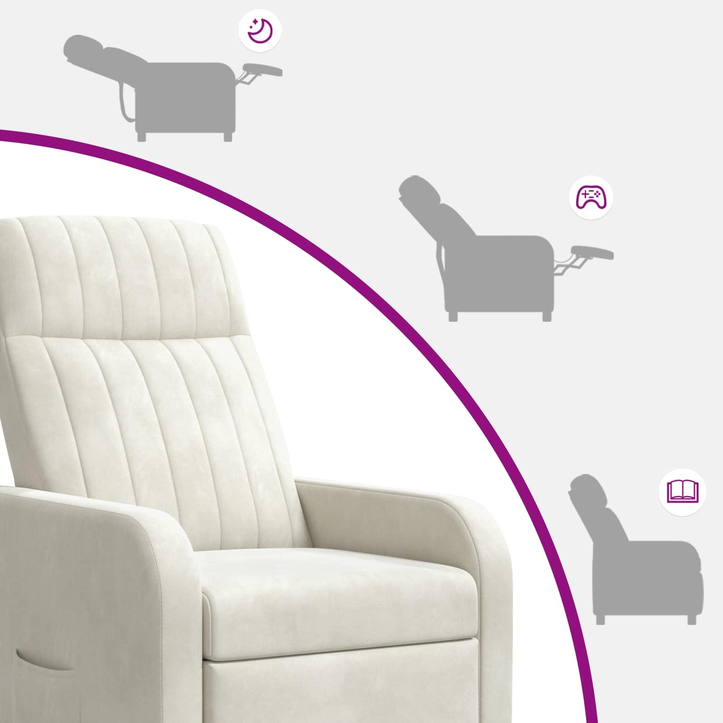 Recliner Cremefarvet Velour (V)