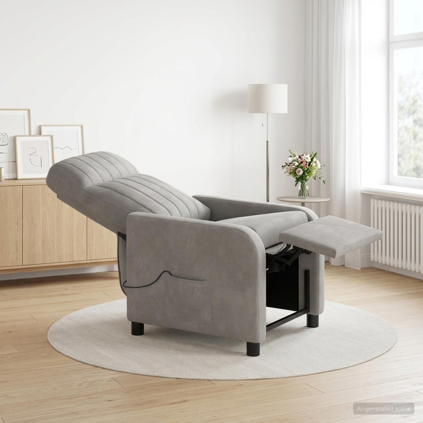 Massage Lænestol Lysegrå Velour (V)