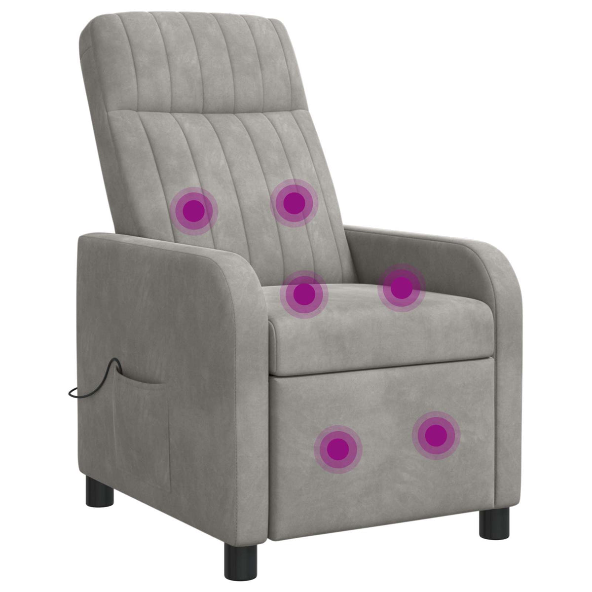 Massage Lænestol Lysegrå Velour (V)