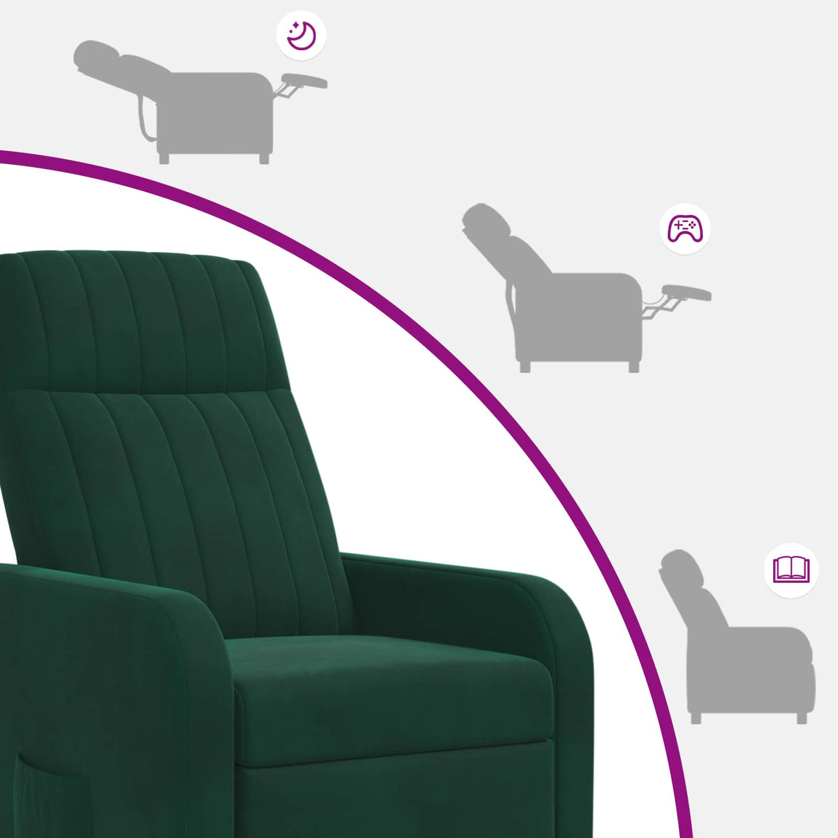 Massage Lænestol Mørkegrøn Velour (V)