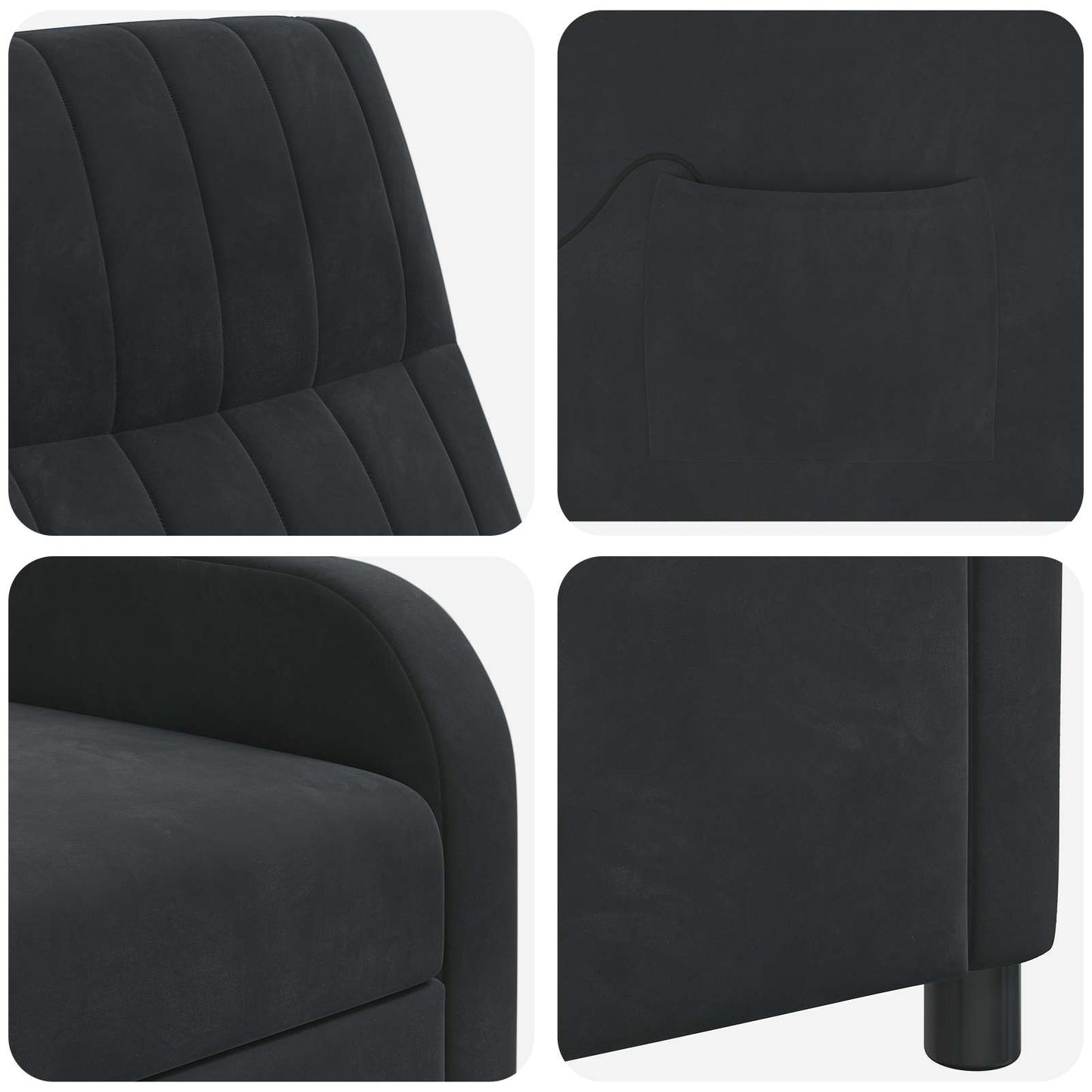 Massage Lænestol Sort Velour (V)