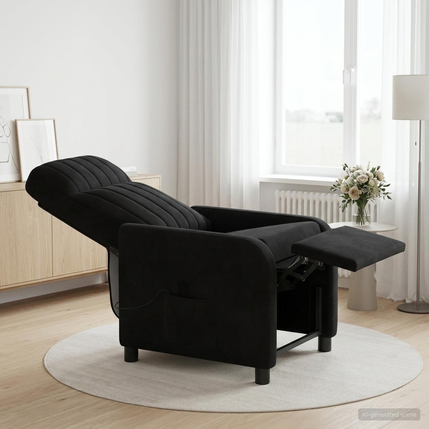 Massage Lænestol Sort Velour (V)