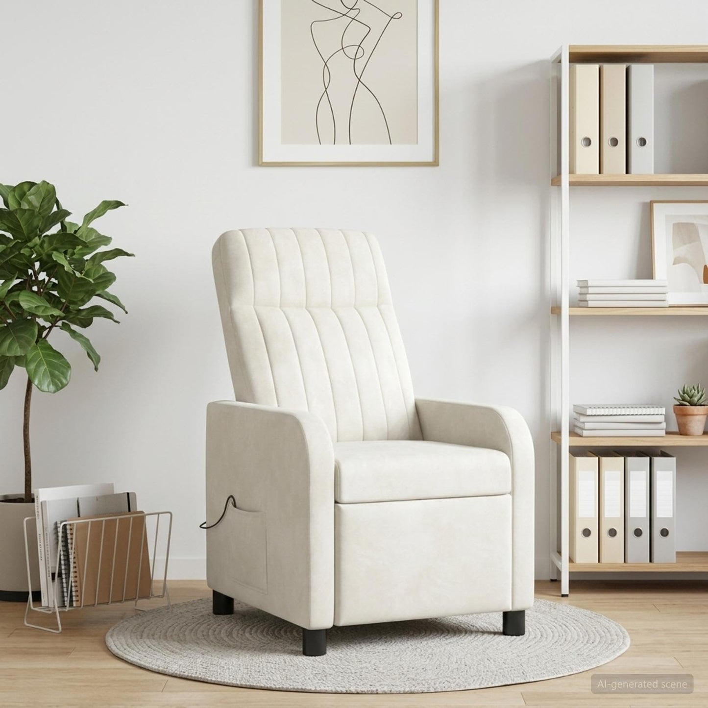 Massage Lænestol Cremefarvet Velour (V)