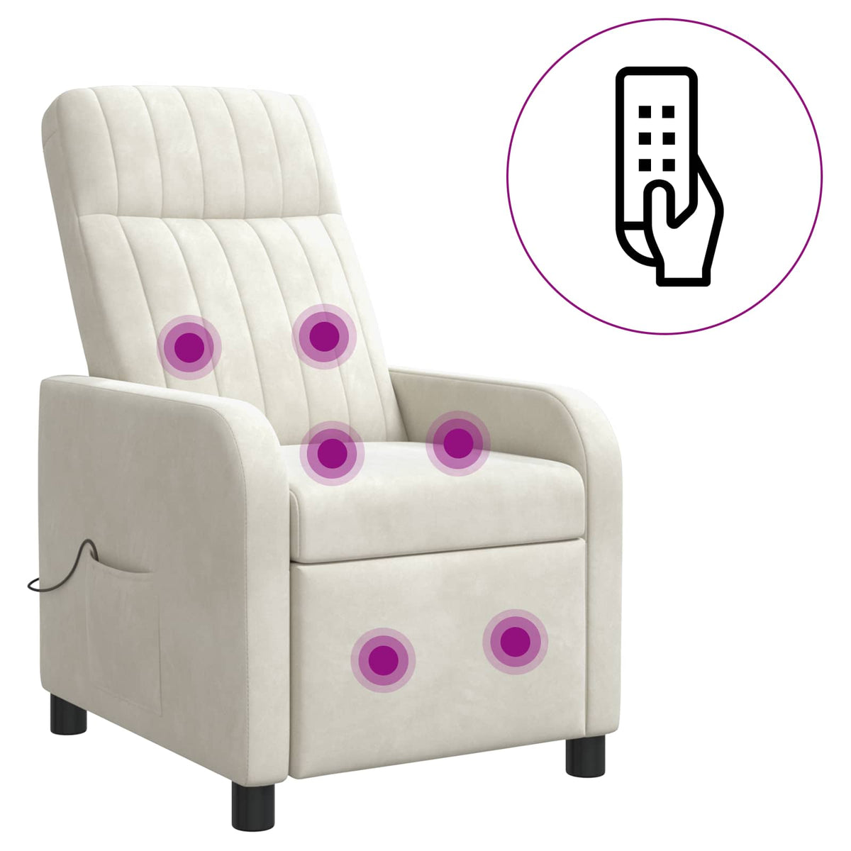 Massage Lænestol Cremefarvet Velour (V)
