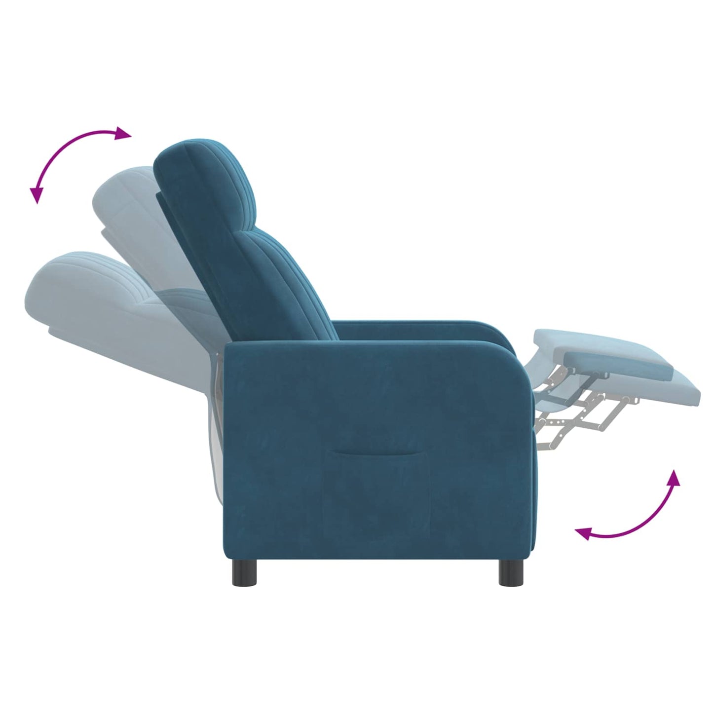 Massage Lænestol Blå Velour (V)