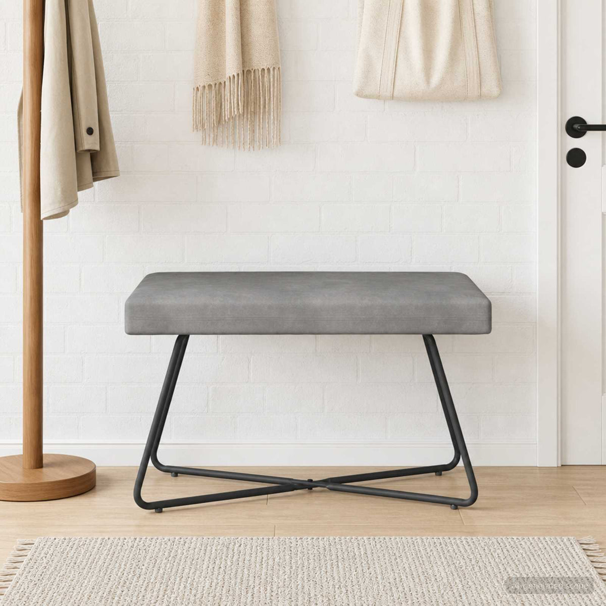 bænk Lysegrå 80 x 40 x 45 cm Fløjl
