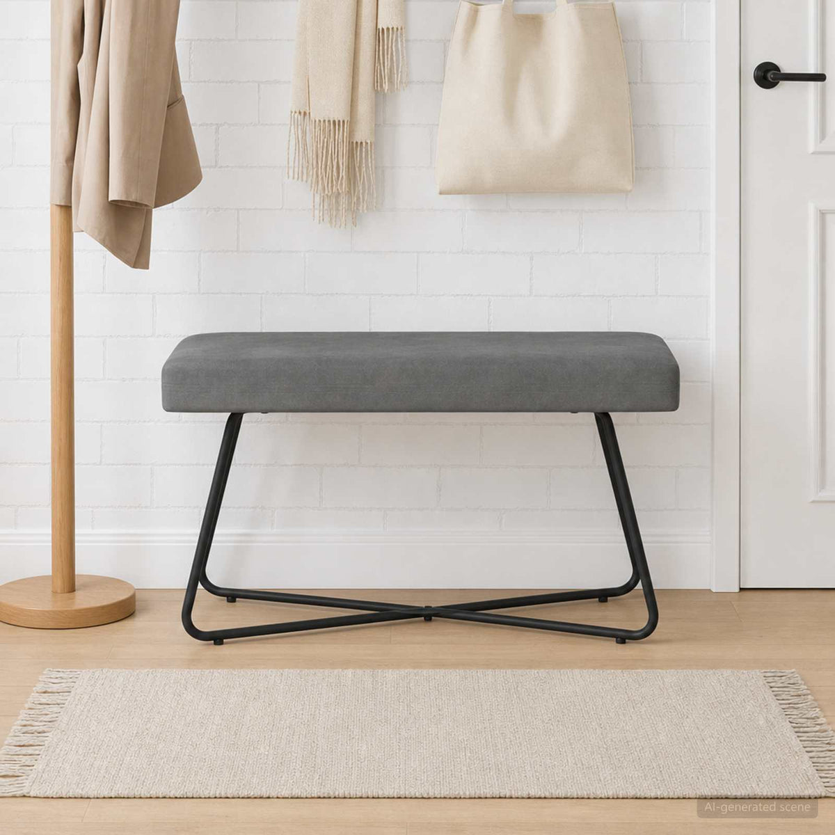 bænk Mørkegrå 80 x 40 x 45 cm Fløjl