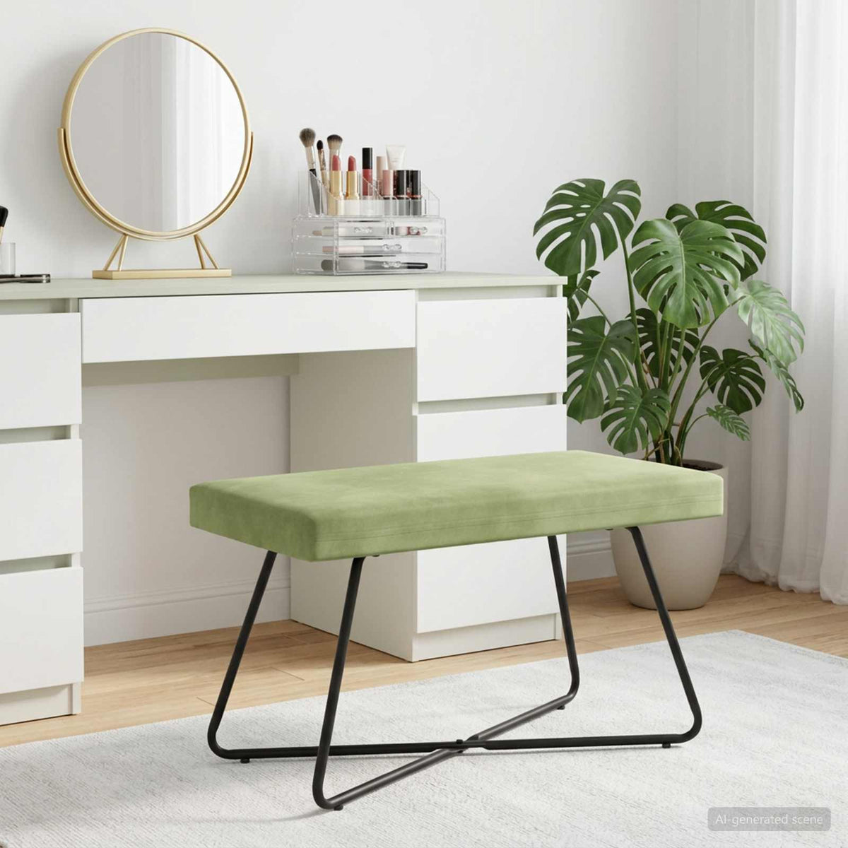 bænk Lys grøn 80 x 40 x 45 cm Fløjl
