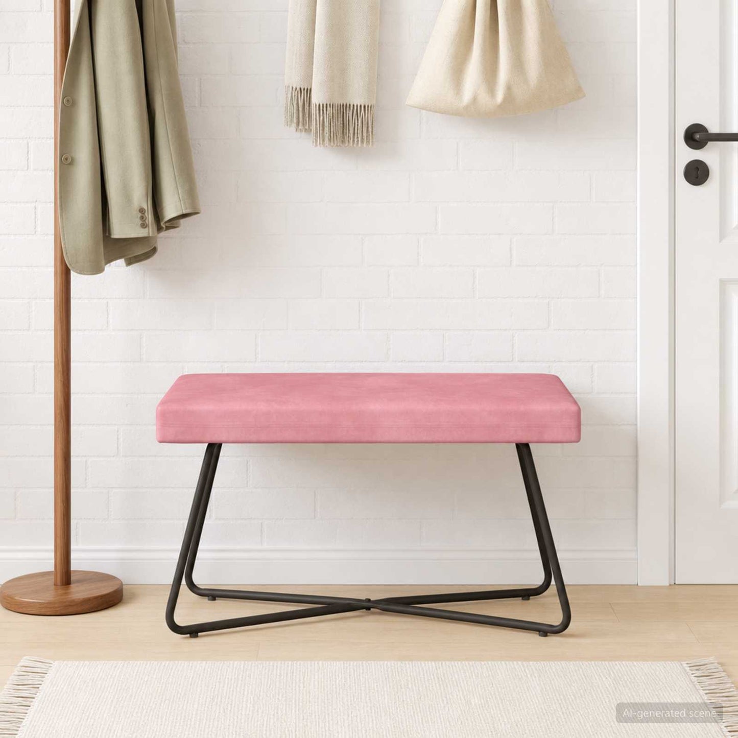 bænk Lyserød 80 x 40 x 45 cm Fløjl