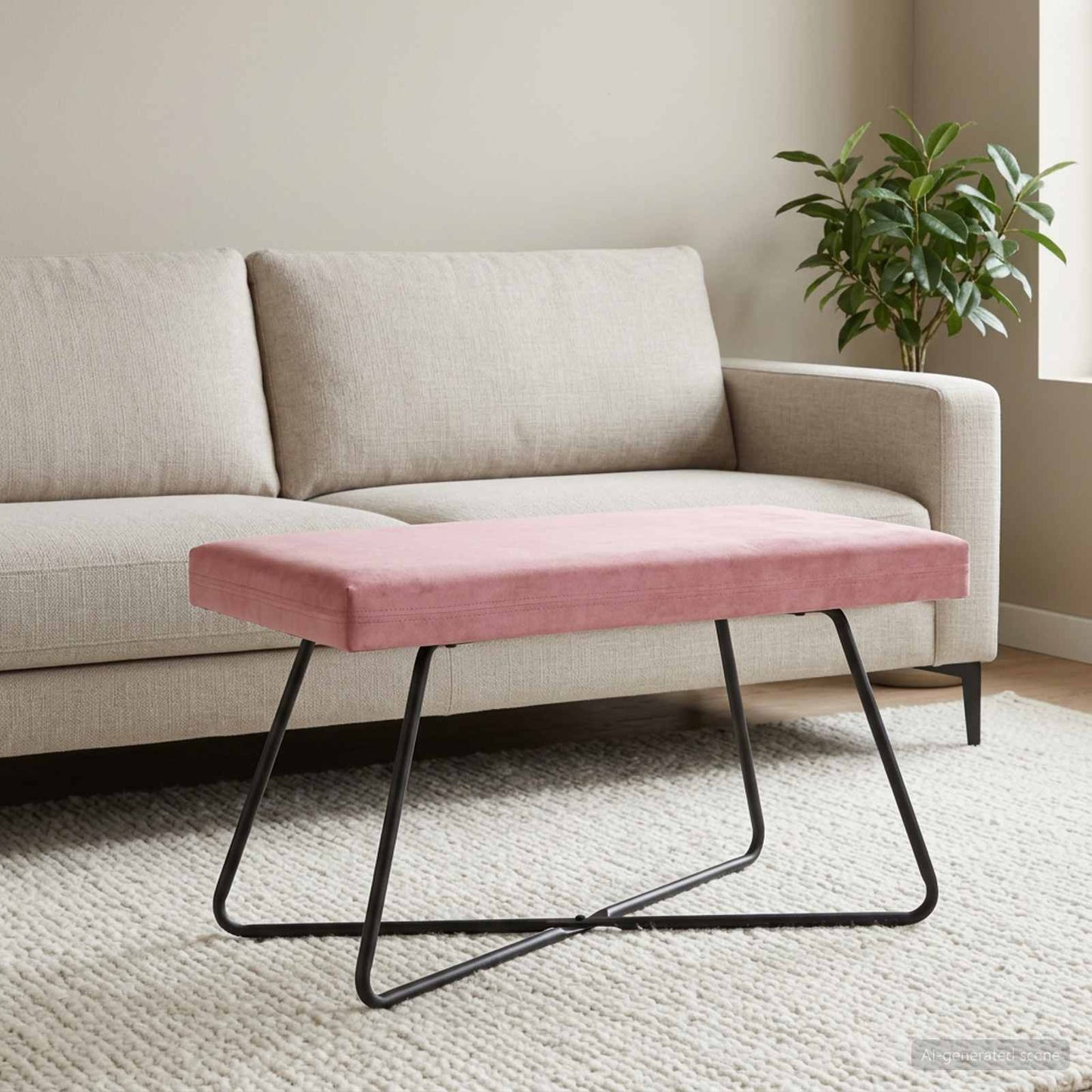 bænk Lyserød 80 x 40 x 45 cm Fløjl