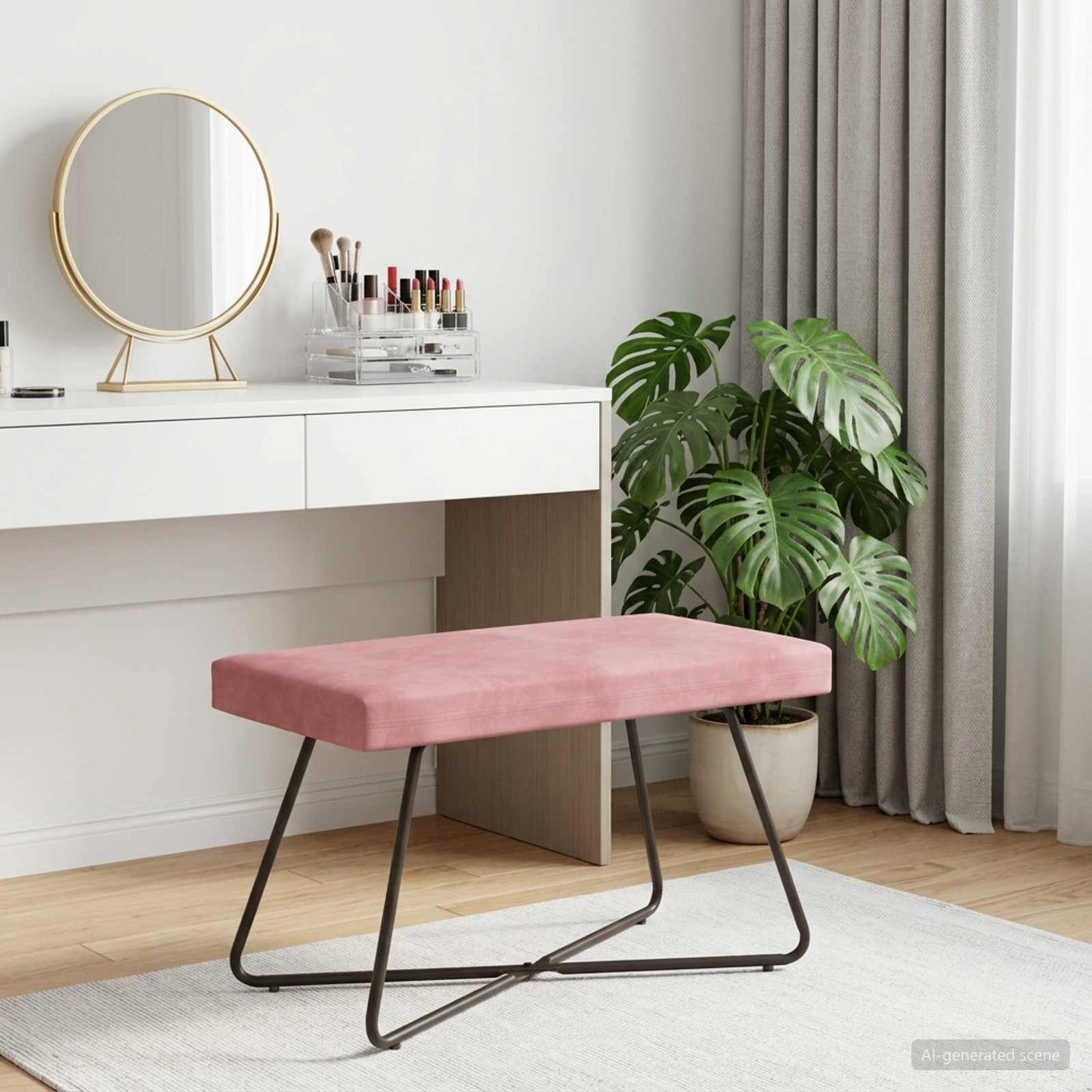 bænk Lyserød 80 x 40 x 45 cm Fløjl