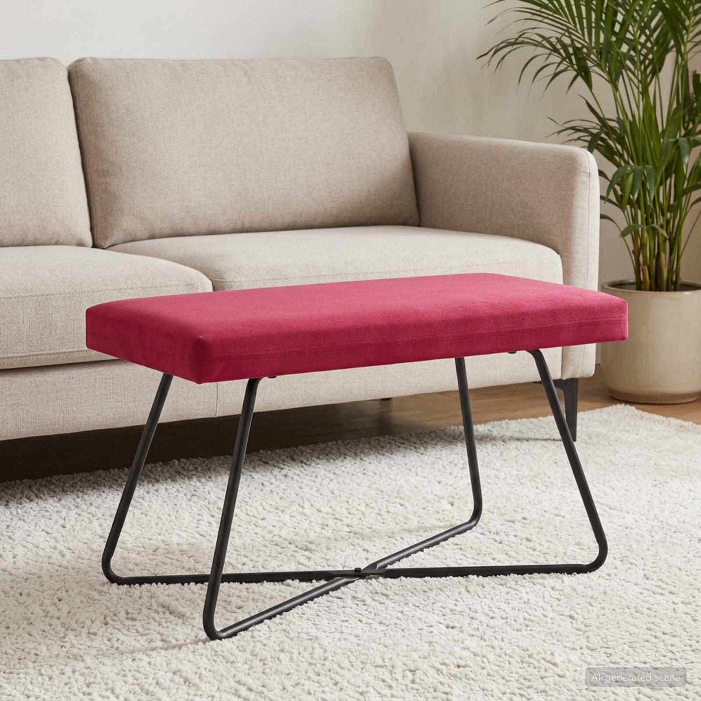 bænk Vinrød 80 x 40 x 45 cm Fløjl