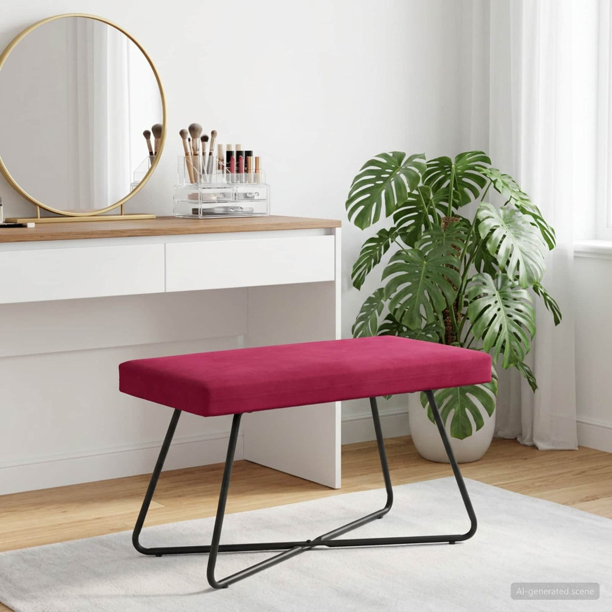 bænk Vinrød 80 x 40 x 45 cm Fløjl