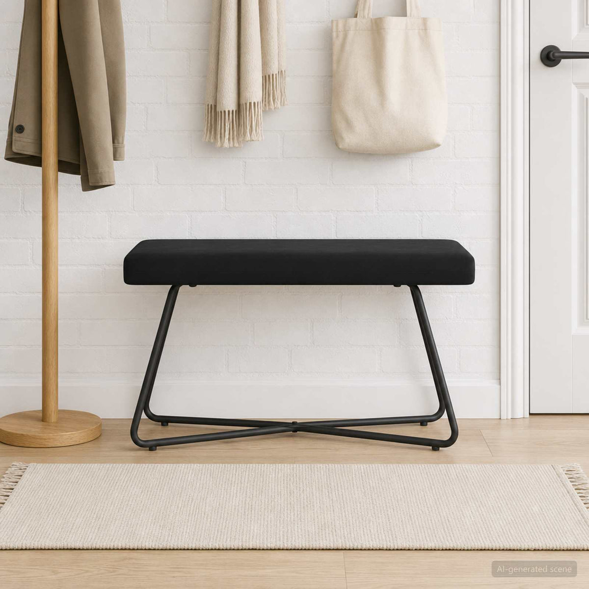 bænk Sort 80 x 40 x 45 cm Fløjl