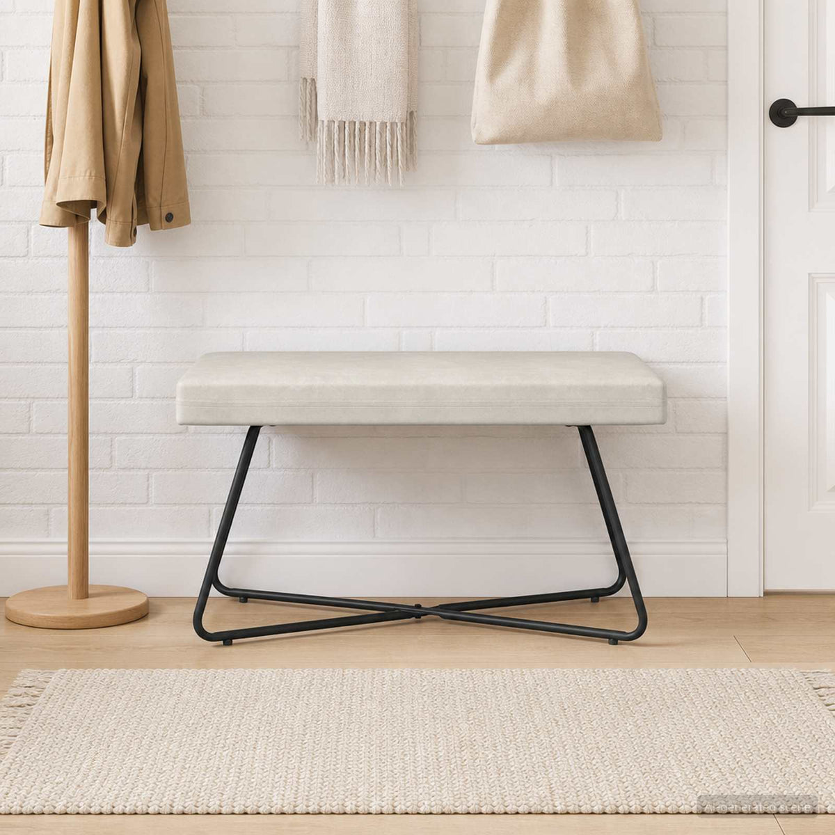 bænk Cremefarvet 80 x 40 x 45 cm Fløjl
