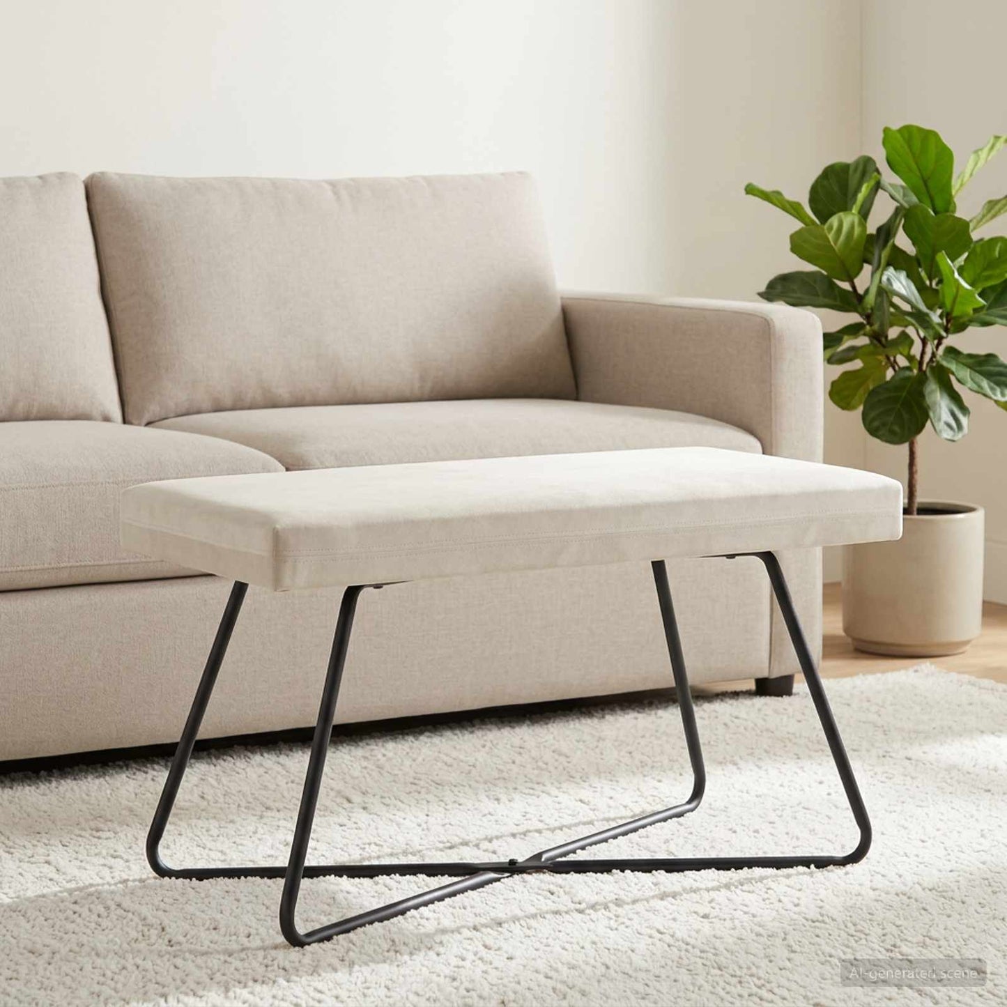 bænk Cremefarvet 80 x 40 x 45 cm Fløjl