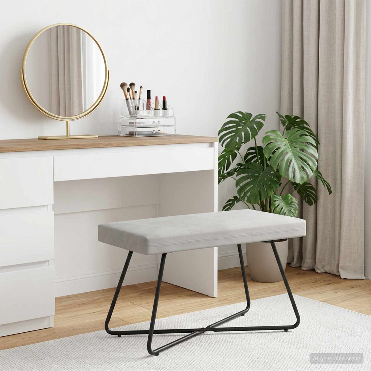 bænk Cremefarvet 80 x 40 x 45 cm Fløjl