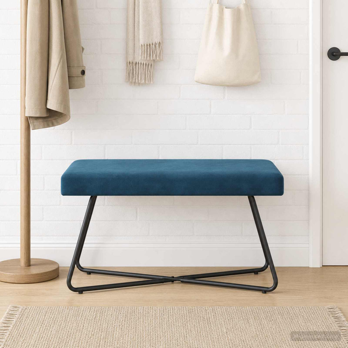 bænk Blå 80 x 40 x 45 cm Fløjl