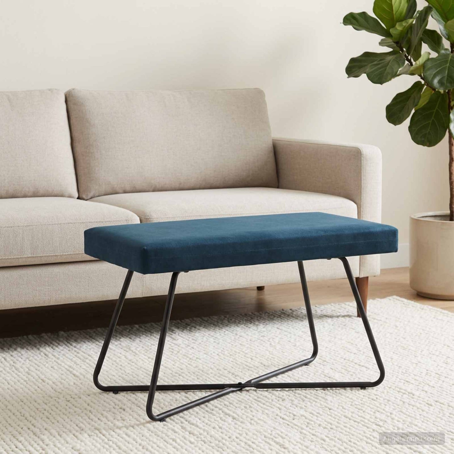 bænk Blå 80 x 40 x 45 cm Fløjl