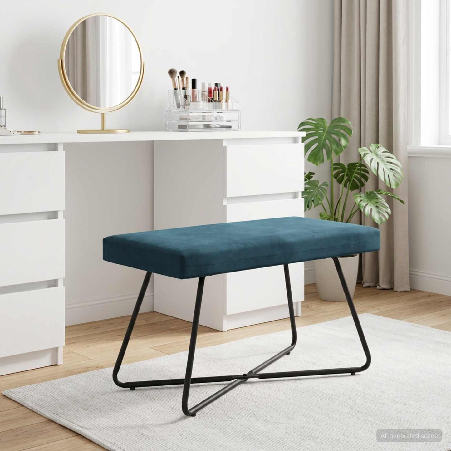 bænk Blå 80 x 40 x 45 cm Fløjl