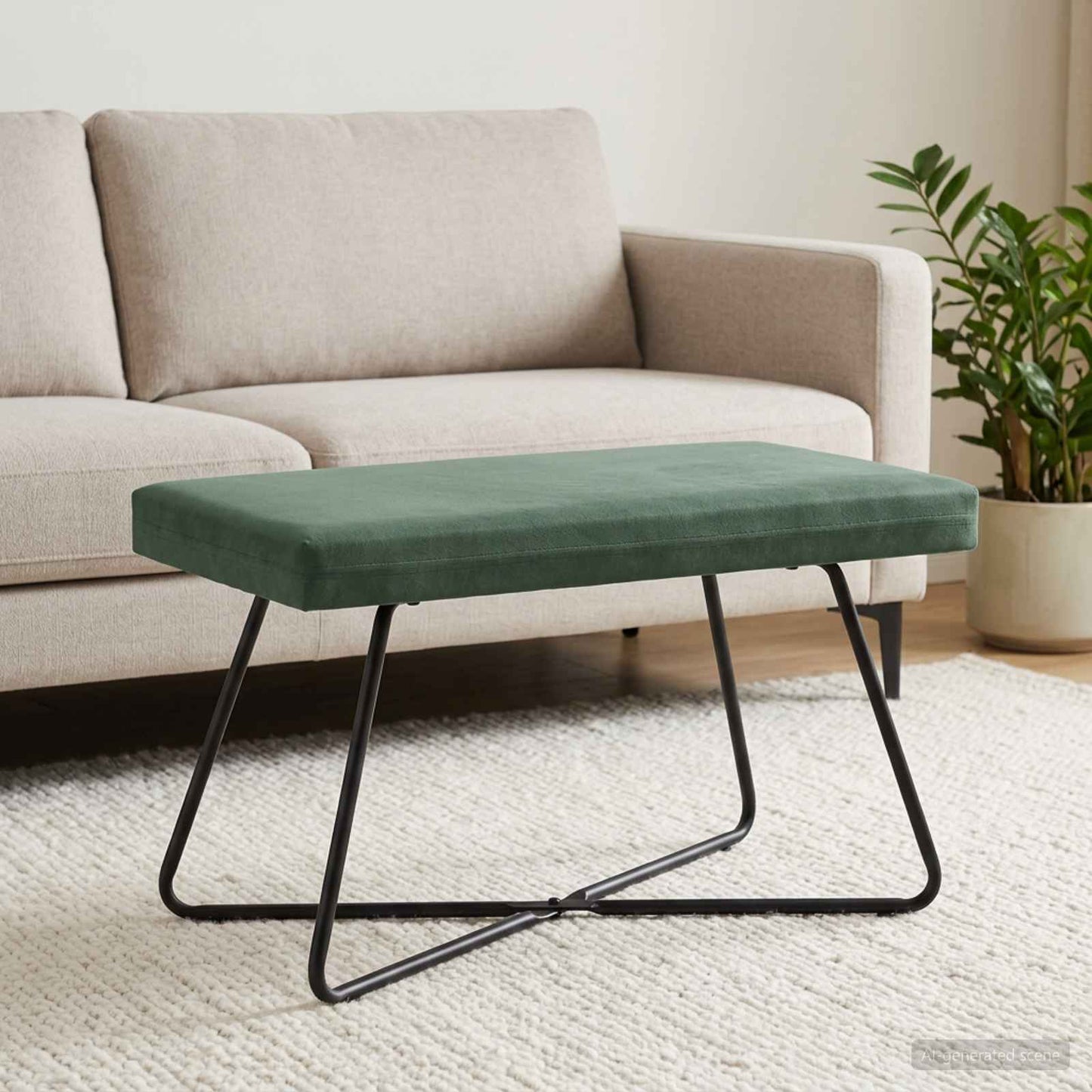 bænk Havgrøn 80 x 40 x 45 cm Fløjl