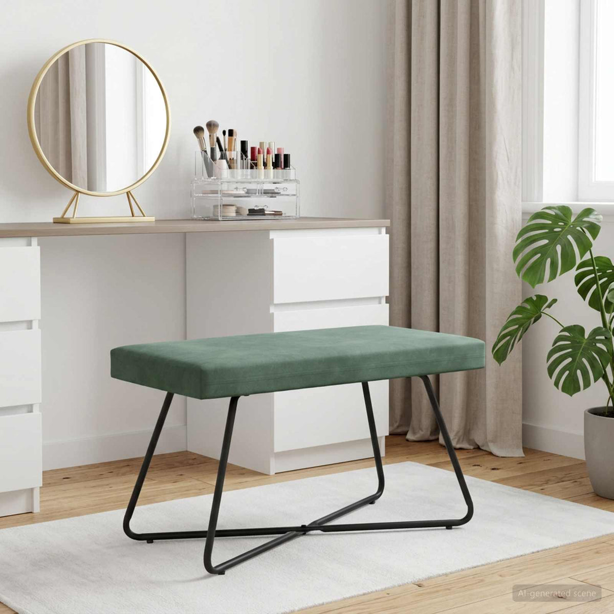 bænk Havgrøn 80 x 40 x 45 cm Fløjl