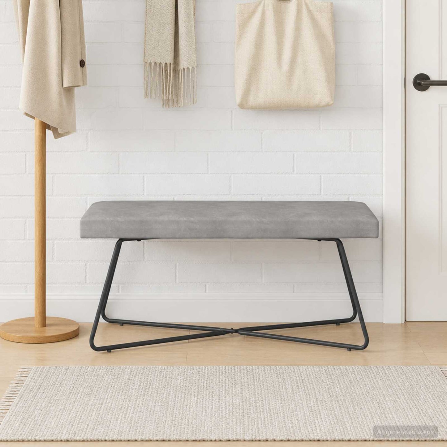 bænk Lysegrå 110 x 40 x 45 cm Fløjl