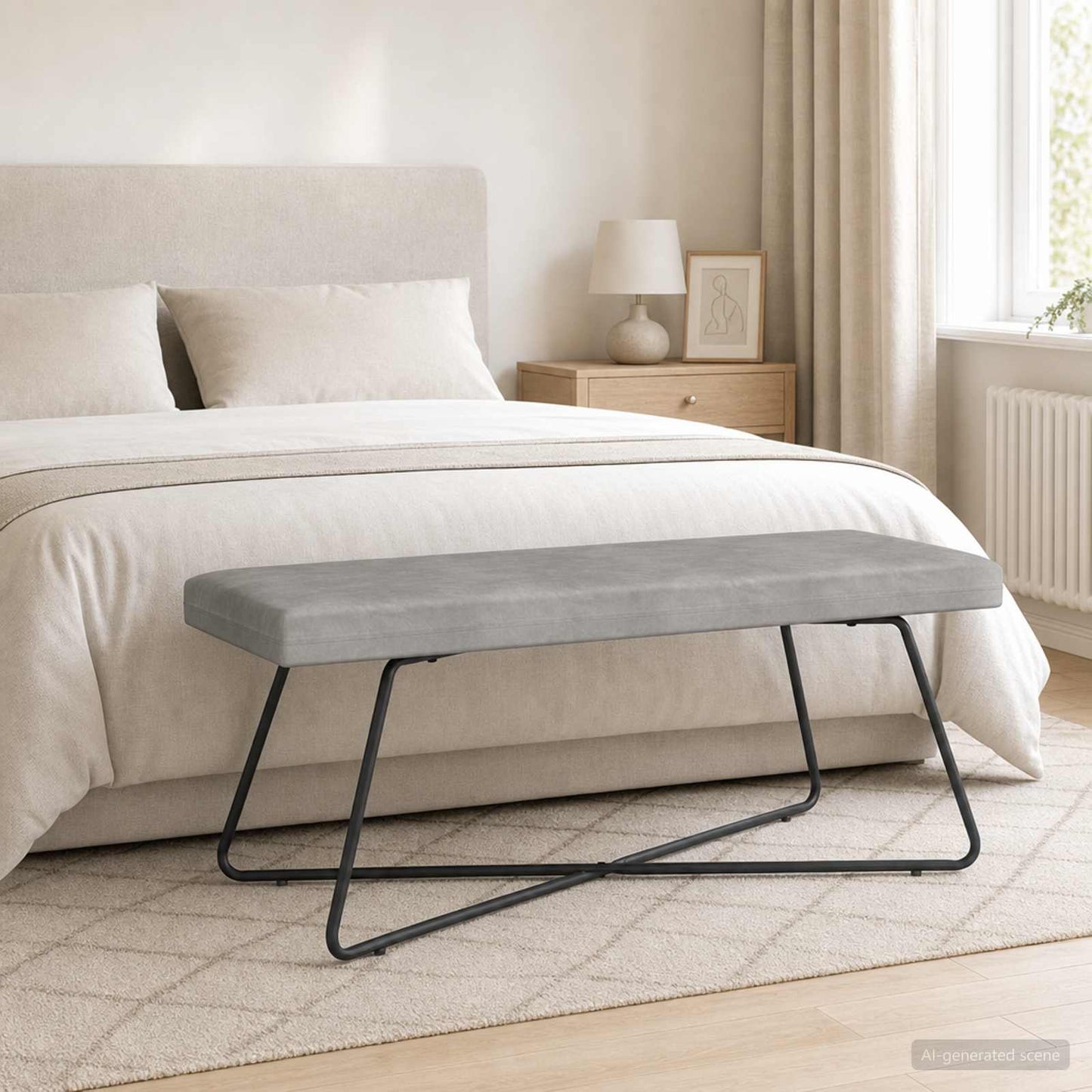 bænk Lysegrå 110 x 40 x 45 cm Fløjl