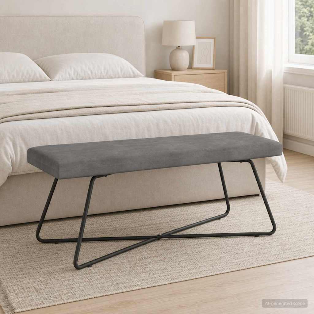 bænk Mørkegrå 110 x 40 x 45 cm Fløjl